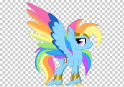 Size: 728x513 | Tagged: artist needed, source needed, safe, character:rainbow dash, species:pegasus, species:pony, g5 leak, leak, bracer, colored wings, female, hooves, jewelry, mare, multicolored wings, rainbow dash (g5), rainbow wings, redesign, solo, spread wings, tiara, wings