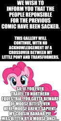 Size: 500x988 | Tagged: safe, edit, edited screencap, editor:lord you know who, screencap, character:pinkie pie, apology, comic, monty python, monty python and the holy grail, moose, screencap comic, transformers