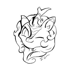 Size: 512x512 | Tagged: artist needed, source needed, safe, character:autumn blaze, species:kirin, bust, head only, monochrome, one eye closed, portrait, solo, wink