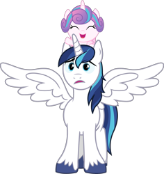 Size: 2578x2733 | Tagged: artist needed, safe, artist:cloudyglow, edit, editor:slayerbvc, character:princess flurry heart, character:shining armor, species:alicorn, species:pony, alicornified, baby, baby pony, cute, father and child, father and daughter, female, filly, flurrybetes, foal, male, ponies riding ponies, race swap, riding, shining adorable, shiningcorn, simple background, spread wings, stallion, transparent background, unshorn fetlocks, vector, vector edit, wings