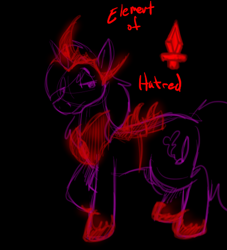 Size: 454x499 | Tagged: artist needed, source needed, safe, oc, oc only, species:pony, species:unicorn, black background, elements of disharmony, hatred, horn, lineart, peytral, simple background, solo, unicorn oc