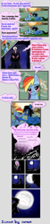 Size: 879x3914 | Tagged: artist needed, safe, character:rainbow dash, oc, species:human, species:pegasus, species:pony, blush sticker, blushing, canon x oc, comic, cyrillic, dialogue, dream, female, full moon, kissing, lesbian, moon, russian, shipping, translated in the comments
