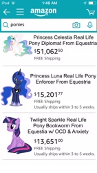 Size: 1080x1920 | Tagged: artist needed, safe, edit, character:princess celestia, character:princess luna, character:twilight sparkle, character:twilight sparkle (alicorn), species:alicorn, species:pony, amazon.com, april fools, ipod, irl, mixed media, photo, ponies for sale, ponies in real life, sale, shut up and take my money, vector, vector edit