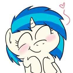 Size: 720x720 | Tagged: artist needed, safe, character:dj pon-3, character:vinyl scratch, species:pony, species:unicorn, blushing, eyes closed, female, heart, mare, solo