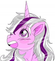 Size: 1682x1867 | Tagged: artist needed, source needed, safe, character:twilight (g1), species:pony, species:unicorn, g1, anime, bust, digital art, open mouth, portrait, simple background, white background
