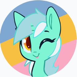 Size: 1953x1953 | Tagged: artist needed, source needed, safe, character:lyra heartstrings, species:pony, species:unicorn, ;p, bust, female, happy, looking at you, mare, one eye closed, portrait, tongue out, wink
