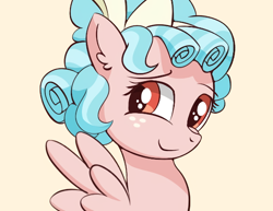 Size: 640x495 | Tagged: safe, artist:chiruchiru, character:cozy glow, species:pegasus, species:pony, accessories, cozybetes, cute, female, filly, freckles, get, looking at you, ribbon, simple background, smiling, solo, wings