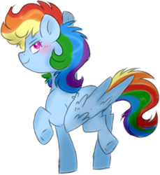 Size: 525x574 | Tagged: artist needed, source needed, safe, artist:honneymoonmlp, character:rainbow dash, species:pegasus, species:pony, blushing, cute, dashabetes, female, mare, simple background, solo, white background