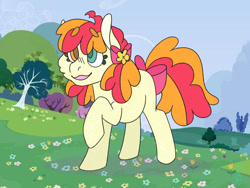 Size: 1280x960 | Tagged: artist needed, source needed, useless source url, safe, character:apple bloom, character:pear butter, species:earth pony, species:pony, female, filly, fusion, hair braid, jewelry, mare, mother and child, mother and daughter, multicolored eyes