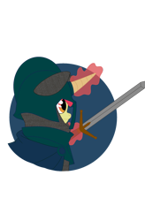 Size: 1080x1642 | Tagged: artist needed, safe, oc, oc only, species:pony, species:unicorn, equestria at war mod, armor, chainmail, chest plate, cloak, clothing, helmet, knight, magic, medieval, river republic, simple background, solo, sword, telekinesis, transparent background, weapon
