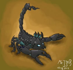 Size: 564x540 | Tagged: artist needed, safe, species:changeling, claws, concept art, disguise, disguised changeling, journey of the spark, scorpion, scorpion changeling, signature, stinger