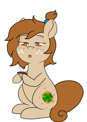 Size: 2893x4092 | Tagged: artist needed, safe, oc, oc:sour tart, species:earth pony, species:pony, clover, cup, earth pony oc, food, four leaf clover, hoof hold, simple background, solo, tea, teacup, white background