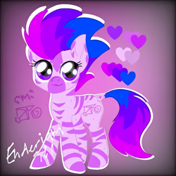 Size: 450x450 | Tagged: artist needed, safe, oc, oc only, species:zebra, heart, reference sheet, smiling, solo, zebra oc