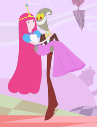 Size: 3008x3936 | Tagged: artist needed, safe, character:discord, character:pinkie pie, species:anthro, species:human, ship:discopie, adventure time, cartoon network, chaos, crossover, discorded landscape, female, humanized, husband and wife, male, nergal, princess bubblegum, shipping, straight, the grim adventures of billy and mandy