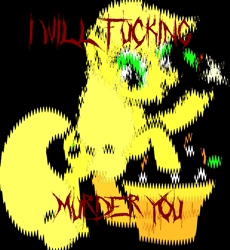 Size: 695x756 | Tagged: artist needed, safe, edit, character:applejack, species:earth pony, species:pony, black background, creepypasta, cursed image, female, mare, simple background, solo, text, vulgar