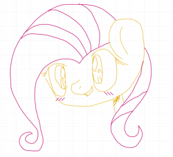 Size: 808x734 | Tagged: artist needed, safe, character:fluttershy, blushing, chibi, cute, limited color, whiteboard fox