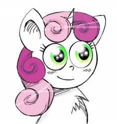 Size: 2322x2471 | Tagged: artist needed, safe, character:sweetie belle, species:pony, species:unicorn, bust, chest fluff, cute, diasweetes, digital art, female, filly, meme, simple background, special eyes, white background