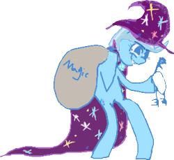 Size: 365x334 | Tagged: artist needed, safe, character:trixie, species:pony, species:unicorn, cape, clothing, female, hat, key, mare, simple background, solo, transparent background, trixie's cape, trixie's hat
