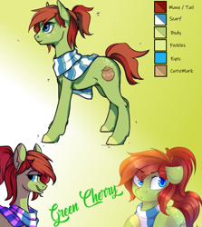 Size: 1000x1121 | Tagged: artist needed, safe, oc, oc:cherry love, species:earth pony, species:pony, clothing, earth pony oc, reference sheet, scarf