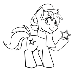 Size: 4107x3984 | Tagged: artist needed, source needed, safe, oc, oc only, oc:esperanta poneo, species:earth pony, species:pony, closed mouth, clothing, commission, cute, esperanto, male, monochrome, solo, stallion