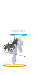 Size: 1000x2000 | Tagged: artist needed, safe, oc, oc only, oc:silver bristle, species:earth pony, species:pony, arrow, digital art, glasses, indian, male, mouth hold, portal, portal (valve), simple background, stallion, transparent background
