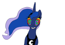 Size: 2000x1400 | Tagged: artist needed, safe, character:princess luna, species:pony, 1000 hours in ms paint, female, mare, solo, swirly eyes, wat