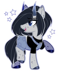 Size: 1024x1203 | Tagged: artist needed, safe, artist:toffeelavender, base used, oc, oc only, species:earth pony, species:pony, clothing, commission, female, horns, mare, overalls, shirt, simple background, solo, white background