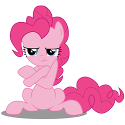 Size: 894x894 | Tagged: safe, artist:caliazian, character:pinkie pie, g4, crossed arms, pouting, sitting, unamused, unhappy, unrelated description