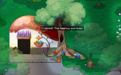 Size: 1362x852 | Tagged: artist needed, source needed, safe, pony town, g4, duckery in the description, flower, game screencap, lantern, mushroom, no pony, rose, tree, tree stump
