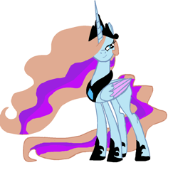 Size: 1077x1059 | Tagged: artist needed, safe, oc, oc only, oc:bittersweet, species:alicorn, species:pony, g4, 1000 hours in ms paint, april fools, celestia recolor, cringing, cursed image, female, joke, mare, mspaintponies, not celestia, princess, quality, simple background, solo, white background