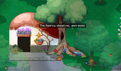 Size: 1342x787 | Tagged: artist needed, source needed, safe, pony town, g4, butterfly, duckery in the description, flower, game screencap, lantern, mushroom, no pony, tree, tree stump