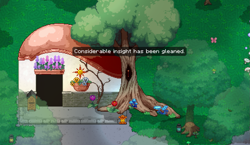 Size: 1333x773 | Tagged: artist needed, source needed, safe, pony town, g4, butterfly, duckery in the description, flower, game screencap, lantern, mushroom, no pony, tree, tree stump