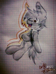 Size: 480x640 | Tagged: artist needed, safe, oc, oc only, oc:silver bristle, species:earth pony, species:pony, g4, ear fluff, glasses, graph paper, laughing, male, necktie, solo, stallion, traditional art