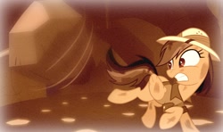 Size: 892x528 | Tagged: artist needed, safe, character:daring do, character:tom, daring do and the trials of zenith, sepia
