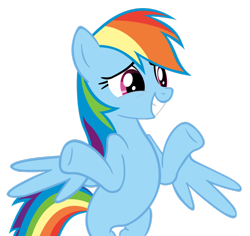 Size: 900x850 | Tagged: artist needed, safe, character:rainbow dash, species:pegasus, species:pony, episode:mmmystery on the friendship express, g4, my little pony: friendship is magic, bipedal, female, mare, reaction image, shrug, simple background, smiling, solo, transparent background, underhoof, vector