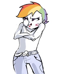 Size: 700x800 | Tagged: artist needed, source needed, safe, character:rainbow dash, humanized, simple background, white background