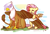 Size: 1280x881 | Tagged: artist needed, safe, character:fluttershy, character:gilda, species:griffon, ship:gildashy, bandage, female, injured, lesbian, shipping