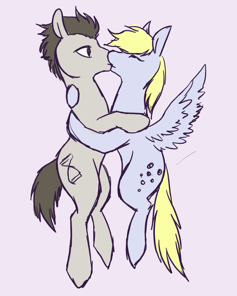 Size: 800x1000 | Tagged: artist needed, safe, character:derpy hooves, character:doctor whooves, character:time turner, species:pegasus, species:pony, ship:doctorderpy, animated, female, kissing, mare, shipping
