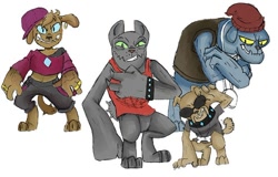 Size: 500x319 | Tagged: artist needed, safe, character:fido, character:rover, oc, oc:abby, species:diamond dog, gangster, spot