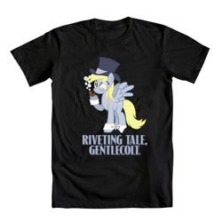 Size: 1000x1000 | Tagged: artist needed, safe, official, character:derpy hooves, species:pegasus, species:pony, bubble, bubble pipe, clothing, cool story bro, hat, monocle, pipe, shirt, t-shirt, top hat, welovefine