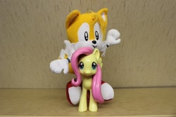 Size: 800x533 | Tagged: artist needed, source needed, safe, character:fluttershy, crossover, irl, miles "tails" prower, photo, sonic the hedgehog (series), toy