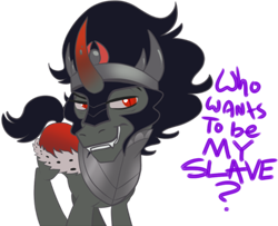Size: 500x406 | Tagged: artist needed, safe, character:king sombra, antagonist, fangs, simple background, slave, solo, stupid sexy sombra, transparent background