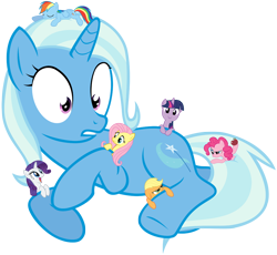 Size: 1000x918 | Tagged: artist needed, source needed, safe, character:applejack, character:fluttershy, character:pinkie pie, character:rainbow dash, character:rarity, character:trixie, character:twilight sparkle, mane six, micro, simple background, tiny ponies, transparent background, vector