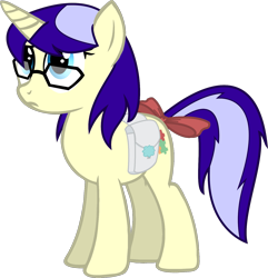 Size: 1499x1554 | Tagged: artist needed, safe, oc, oc only, oc:pennychan, species:pony, species:unicorn, bow, female, glasses, mare, ponychan, saddle bag, simple background, solo, tail bow, transparent background, vector