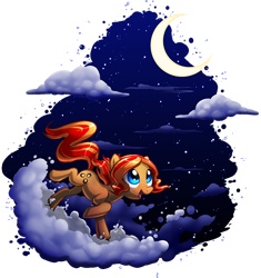 Size: 752x800 | Tagged: artist needed, safe, oc, oc only, oc:peanut bucker, species:earth pony, species:pony, cloud, cloudy, moon, night, out of frame, partial background, solo, trotcon, trotcon 2013