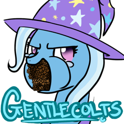 Size: 500x500 | Tagged: artist needed, safe, character:trixie, gentlecolts, gentlemen, pinecone, trixie eating pinecones