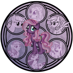 Size: 900x900 | Tagged: artist needed, safe, character:minty, character:star catcher, character:sunny daze (g3), character:thistle whistle, character:twilight sparkle, character:twilight sparkle (alicorn), character:twilight velvet, character:wysteria, species:alicorn, species:pony, g3, dive to the heart, female, kingdom hearts, mare, princess twilight 2.0, stained glass
