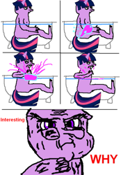 Size: 745x1070 | Tagged: artist needed, safe, character:twilight sparkle, species:anthro, bath, bathtub, comic, fart, female, looking at you, magical fart, meme, nipples, nudity, solo