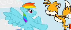 Size: 1051x453 | Tagged: artist needed, safe, character:rainbow dash, crossover, miles "tails" prower, sonic the hedgehog (series)