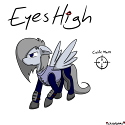 Size: 1000x1000 | Tagged: safe, artist:skydreams, oc, oc:eyes high, species:pegasus, species:pony, fallout equestria, g4, enclave, enclave armor, fallout equestria: dead city, female, grand pegasus enclave, mare, one eye covered, scout, solo, target